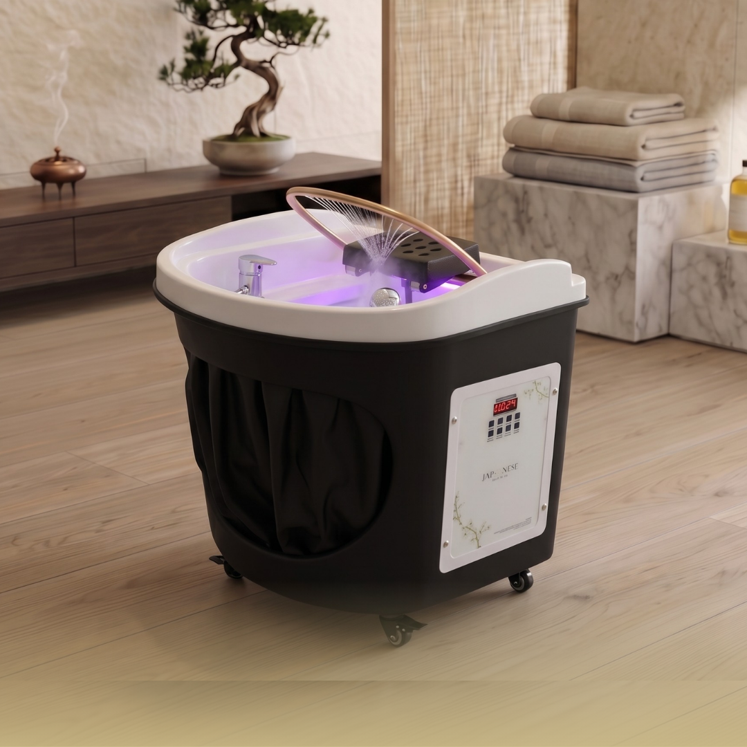 Japanese Head Spa Black Circle Hybrid Unit Plumbed (inc. Steamer, Steamer Hood & Water Heater)