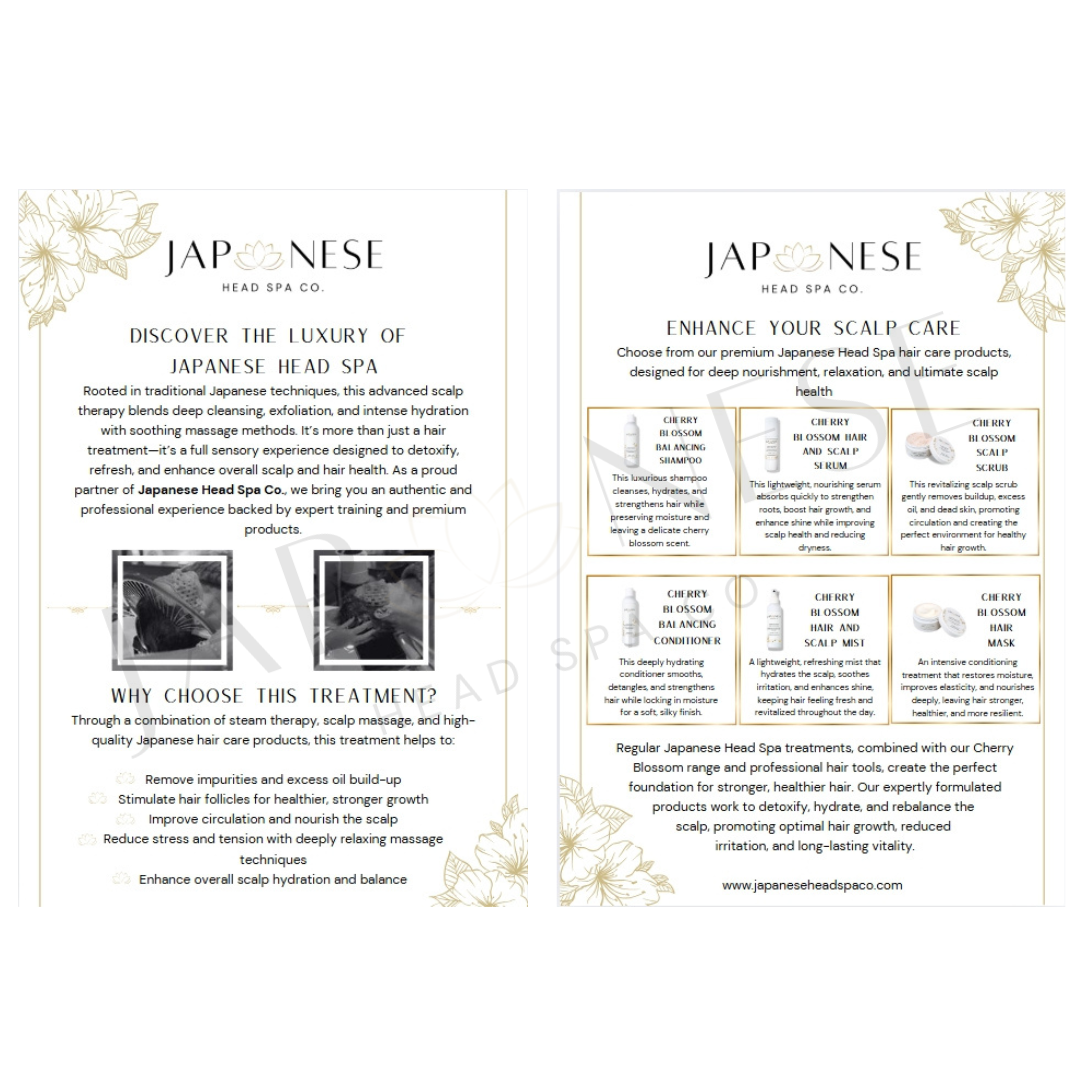Japanese Head Spa Information Leaflet