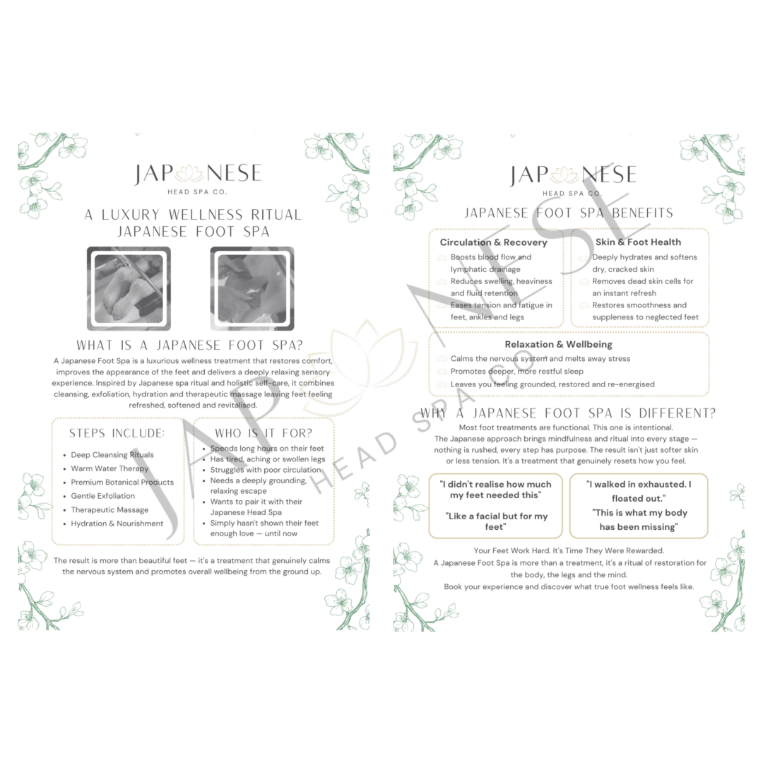 Japanese Foot Spa Information Leaflet -Pack of 25 Sheets