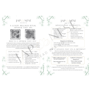 Japanese Foot Spa Information Leaflet -Pack of 25 Sheets