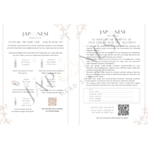 Korean Head Spa Aftercare Leaflet -Pack of 25 Sheets
