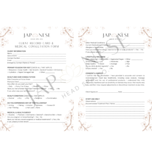 Korean Head Spa Client Consultation Form -Pack of 25 Sheets