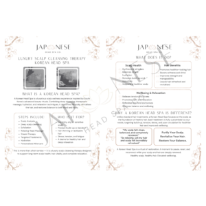 Korean Head Spa Information Leaflet -Pack of 25 Sheets