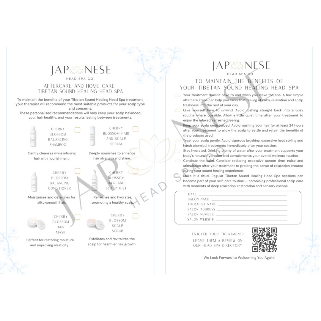 tibetan head spa after care Tibetan Sound Healing Head Spa Aftercare Leaflet -Pack of 25 Sheets