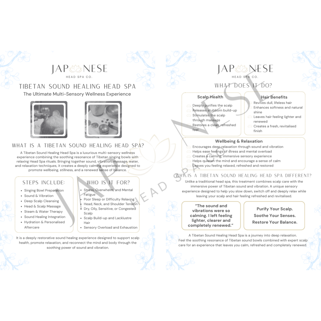Tibetan Sound Healing Head Spa Information Leaflet -Pack of 25 Sheets