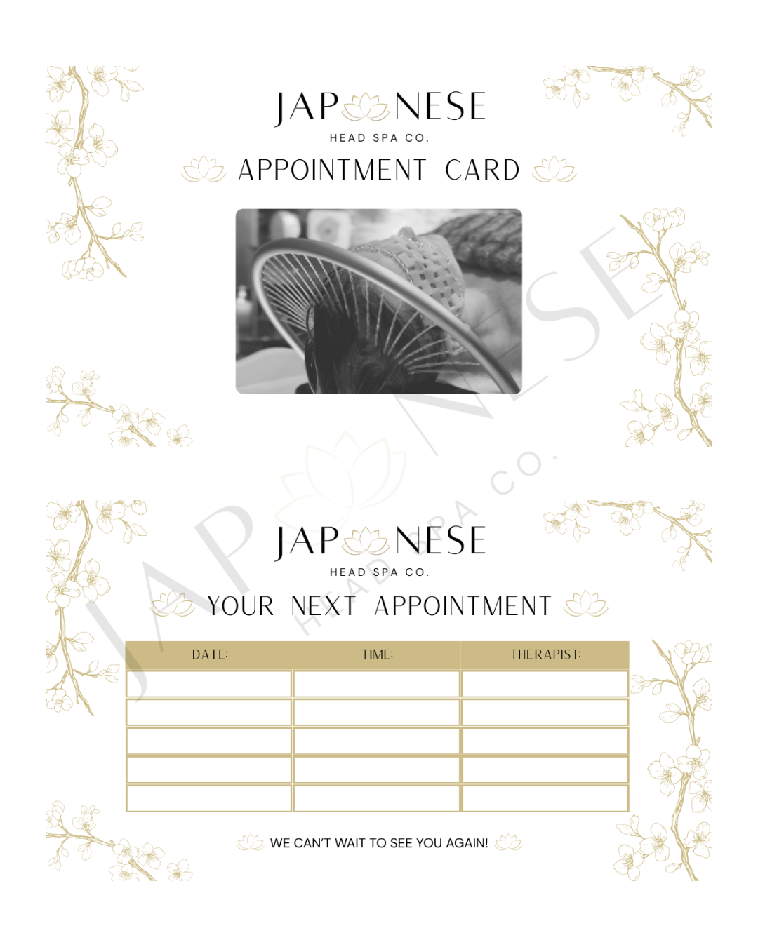 jhs appointment cards Japanese Head Spa Appointment Cards (Business Card Size)