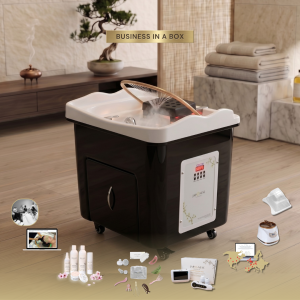 8 BUSINESS IN A BOX: Black Rectangle Plumbed Japanese Head Spa Unit Package