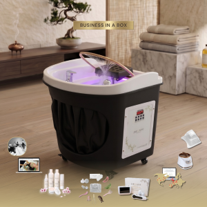 9 BUSINESS IN A BOX: Black Circle Plumbed Japanese Head Spa Unit Package