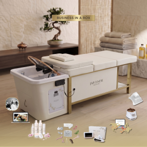 BUSINESS IN A BOX: Cream Non-Plumbed Japanese Head Spa Full Bed Unit Package