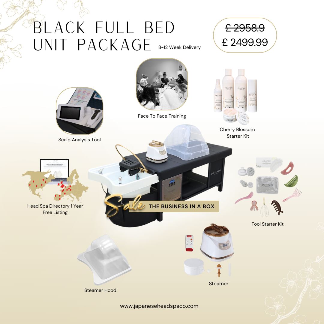 JANUARY SALE – Japanese Head Spa Business Bundle Package – Black Full Bed Unit