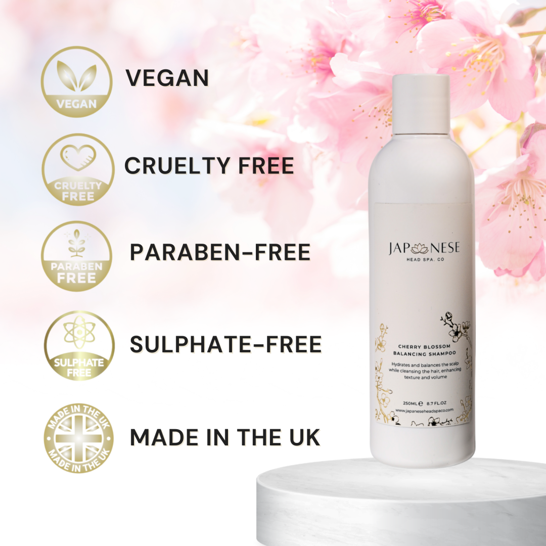 Cherry Blossom Balancing Shampoo– Japanese Head Spa professional hair and scalp care, vegan, cruelty-free, premium luxury Cherry Blossom Balancing Shampoo– Japanese Head Spa professional hair and scalp care, vegan, cruelty-free, premium luxury