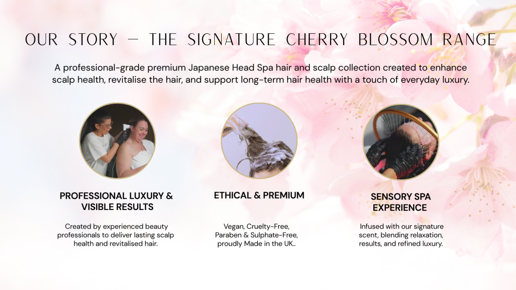 Cherry Blossom Balancing Shampoo– Japanese Head Spa professional hair and scalp care, vegan, cruelty-free, premium luxury