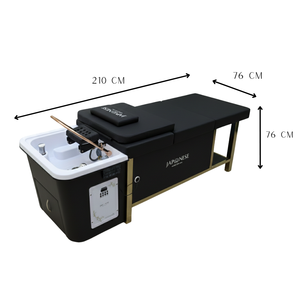 Japanese Head Spa Black Full Bed Unit with Gold Frame- Non-Plumbed