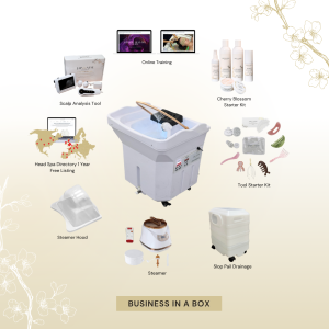 BUSINESS IN A BOX: White Non-Plumbed Japanese Head Spa Unit with Online Training Package