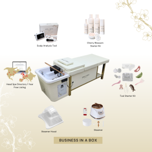 BUSINESS IN A BOX: Cream Non-Plumbed Japanese Head Spa Full Bed Unit Package (No Training Included)