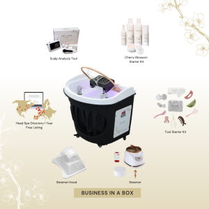 BUSINESS IN A BOX: Black Circle Plumbed Japanese Head Spa Unit Package (No Training Included)