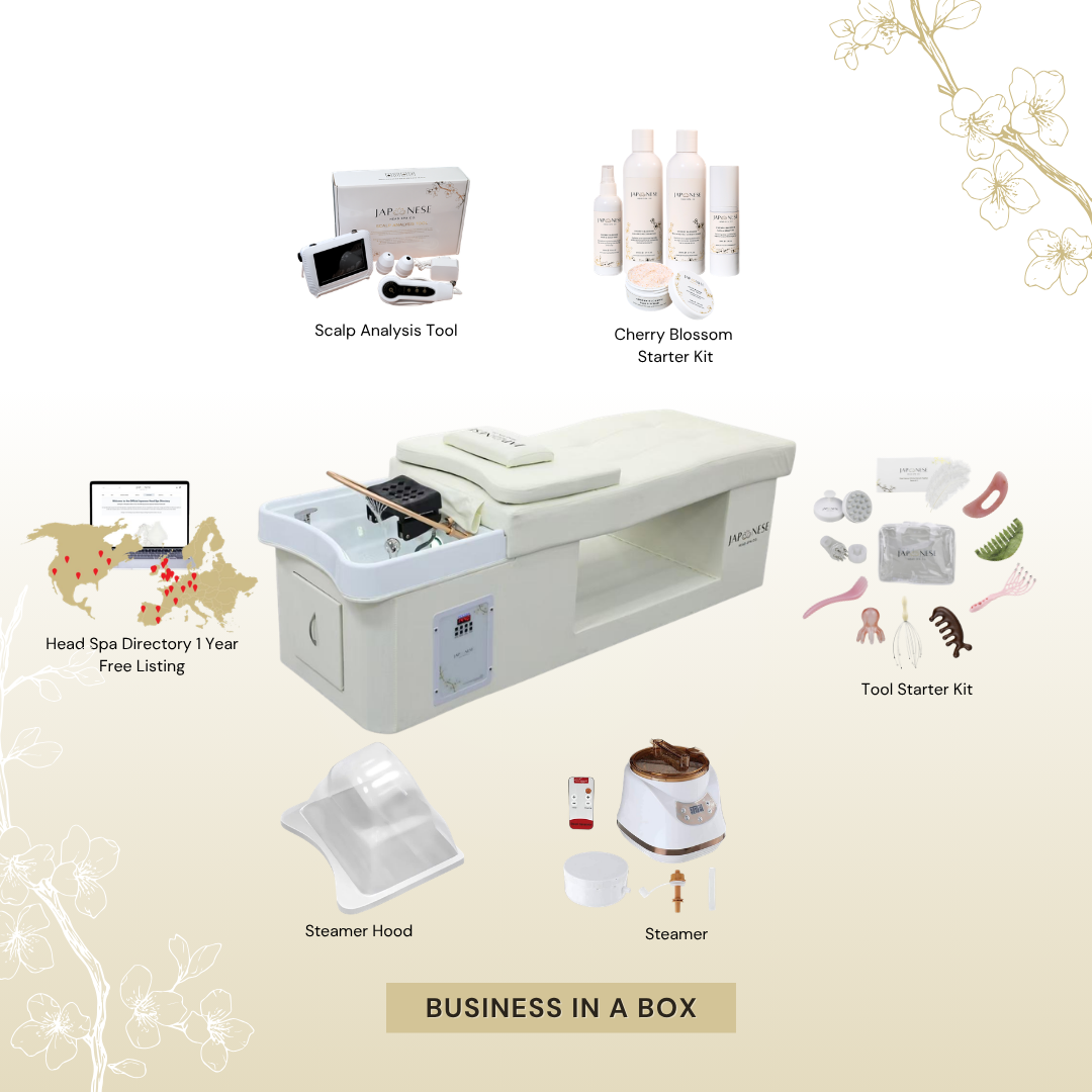 BUSINESS IN A BOX: Cream Plumbed Japanese Head Spa Full Bed Unit Package (No Training Included)