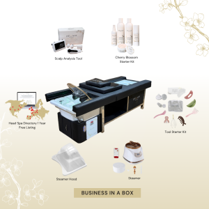 BUSINESS IN A BOX: Black Plumbed Japanese Head Spa Full Bed Unit with Foot Spa Package (No Training Included)