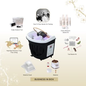 10 BUSINESS IN A BOX: Black Circle Plumbed Japanese Head Spa Unit with Face-To-Face Training Package