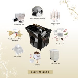 2 BUSINESS IN A BOX: Black Non-Plumbed Japanese Head Spa Unit with Face-To-Face Training Package