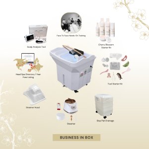 BUSINESS IN A BOX: White Non-Plumbed Japanese Head Spa Unit with Face-To-Face Training Package