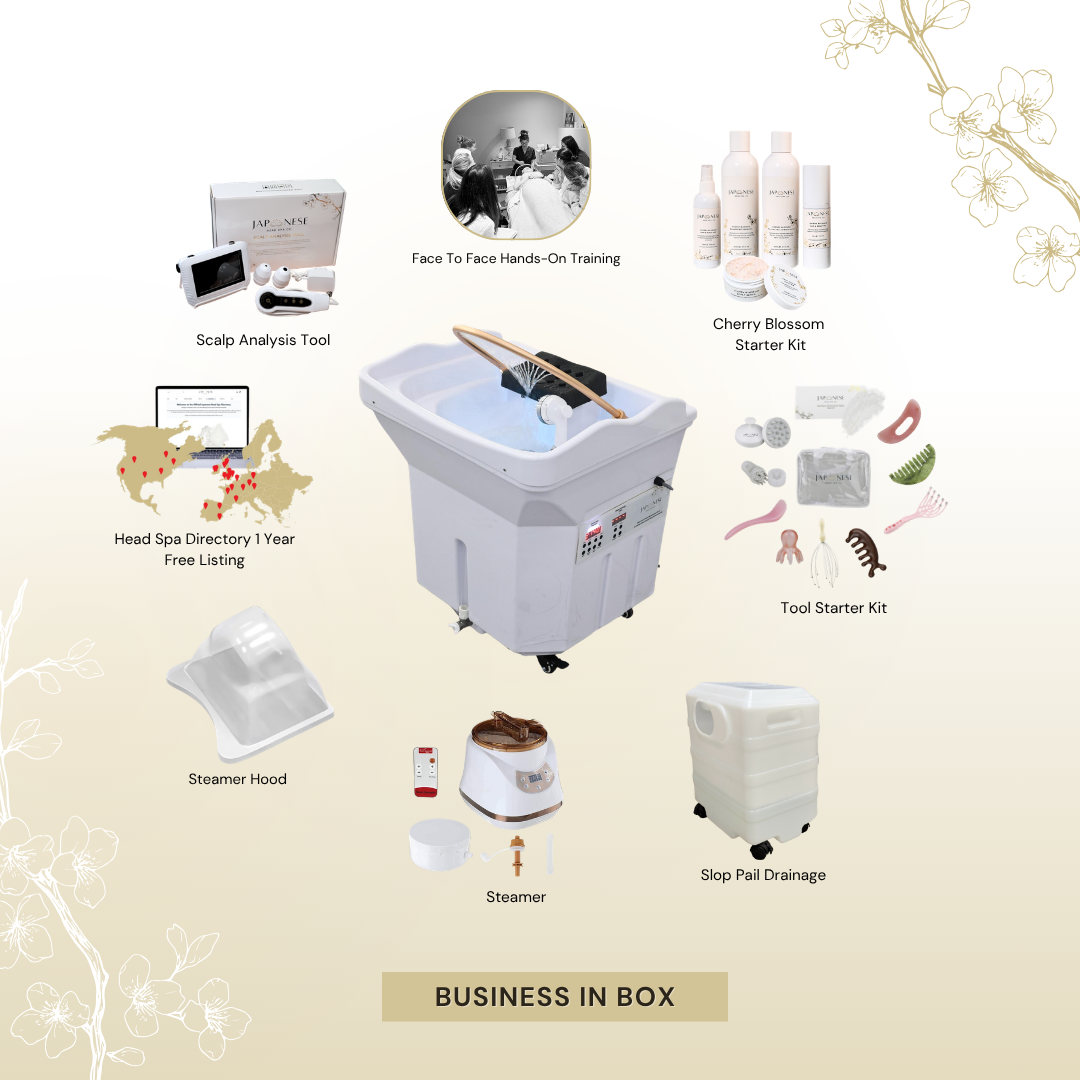BUSINESS IN A BOX: White Non-Plumbed Japanese Head Spa Unit with Face-To-Face Training Package