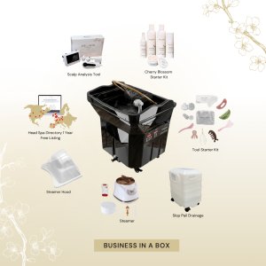 BUSINESS IN A BOX: Black Non-Plumbed Japanese Head Spa Unit Package (No Training Included)