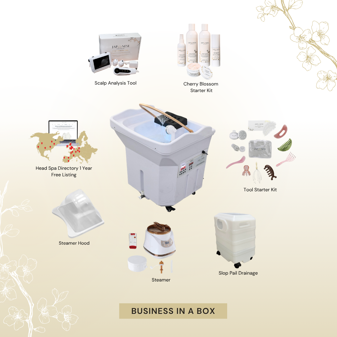 40 BUSINESS IN A BOX: White Non-Plumbed Japanese Head Spa Unit Package (No Training Included)
