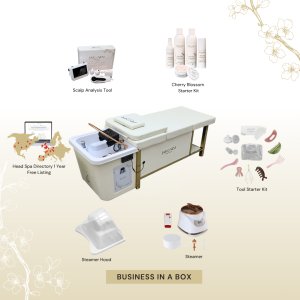 BUSINESS IN A BOX: Cream Non-Plumbed Japanese Head Spa Full Bed Unit Package (No Training Included)