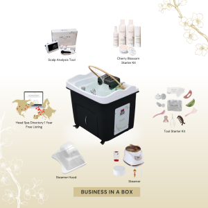BUSINESS IN A BOX: Black Rectangle Plumbed Japanese Head Spa Unit Package (No Training Included)