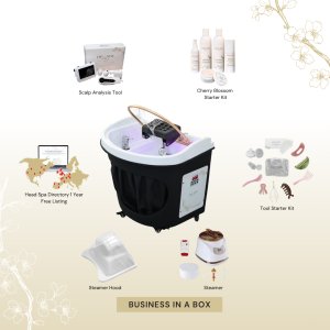 BUSINESS IN A BOX: Black Circle Plumbed Japanese Head Spa Unit Package (No Training Included)