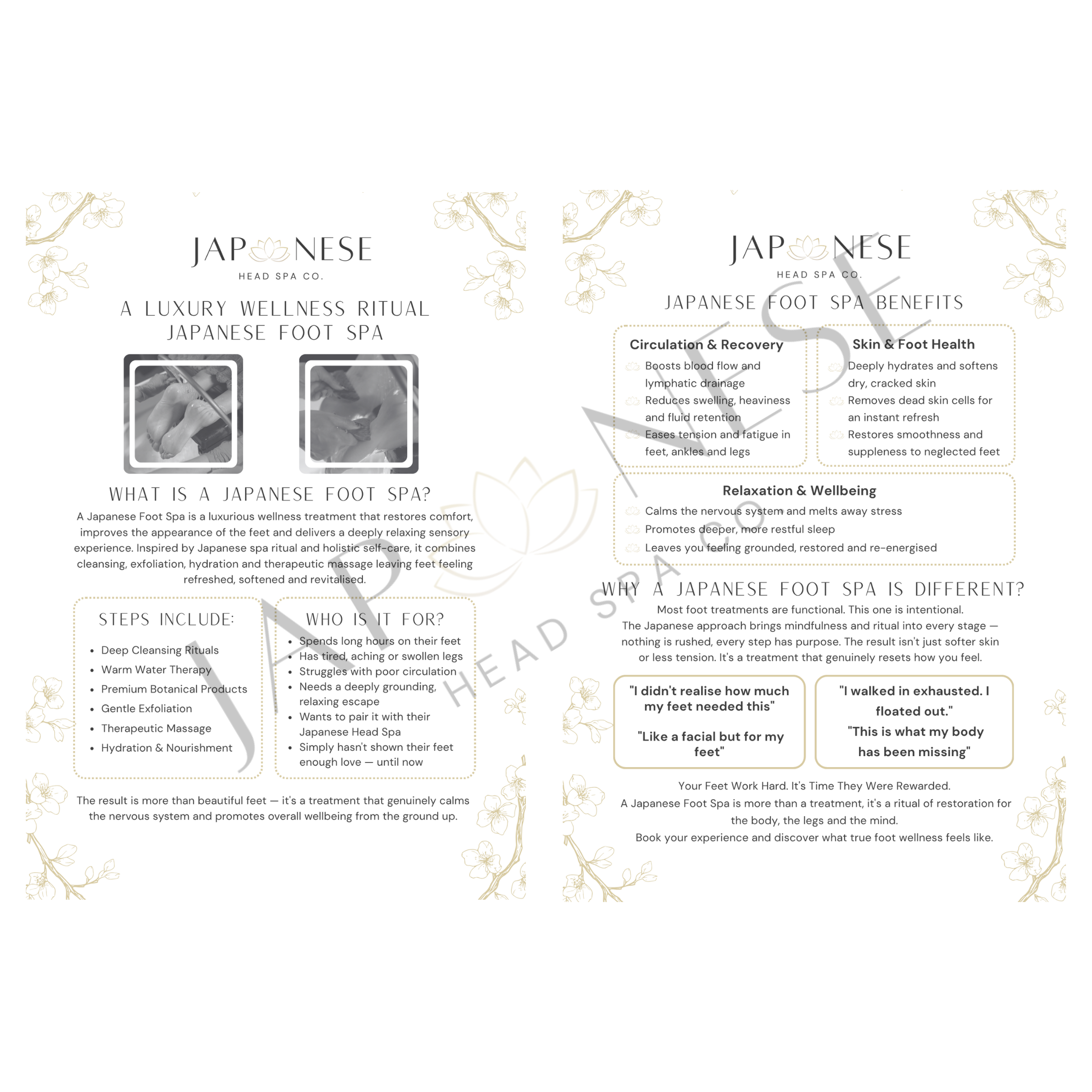Japanese Foot Spa Information Leaflet
