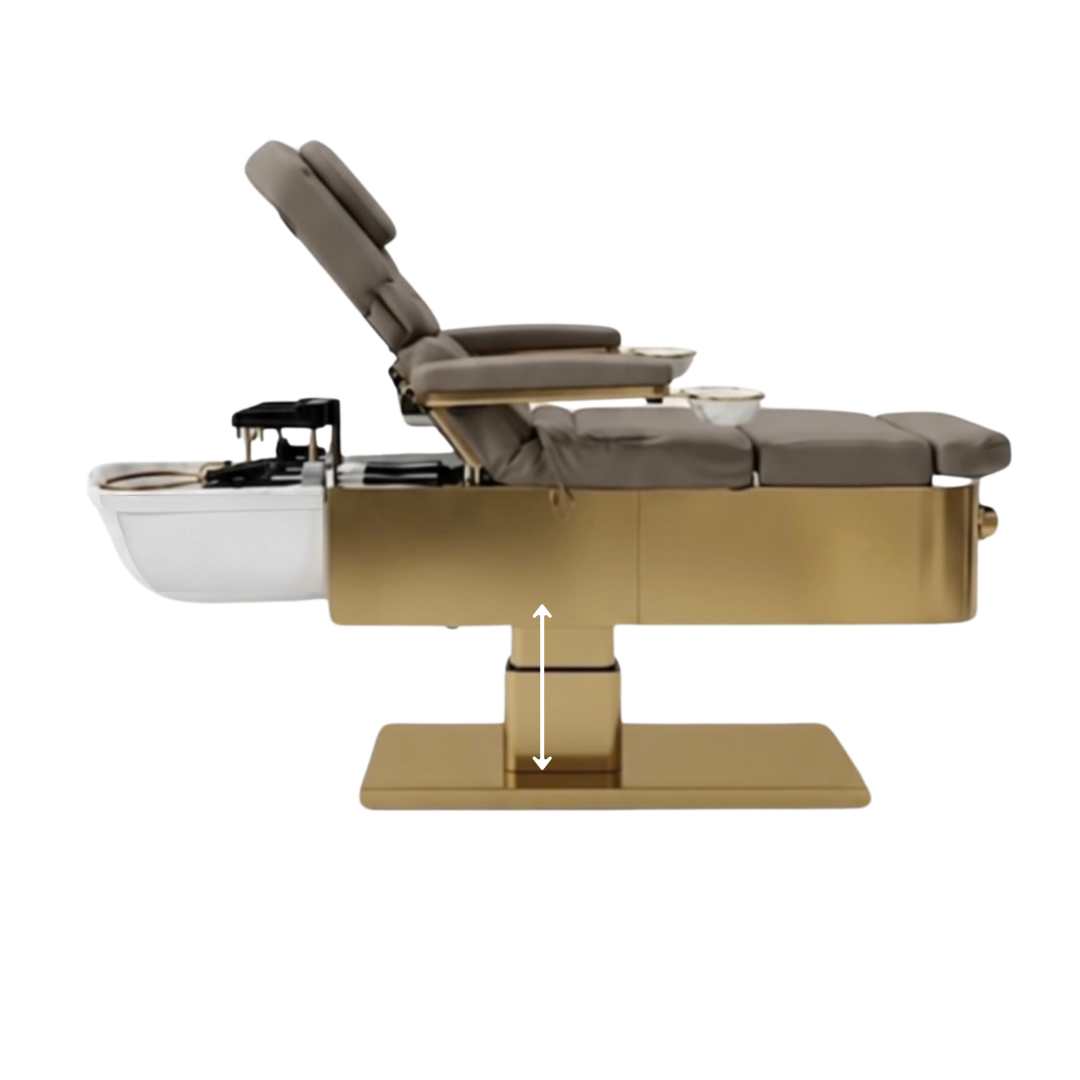 INTRODUCTORY OFFER - Japanese Head Spa Fawn Full Bed with Foot Spa - **HEIGHT ADJUSTABLE** with Electric Back & Foot Rest (Plumbed) (inc. Steamer, Steamer Hood & 2 x Water Heater)