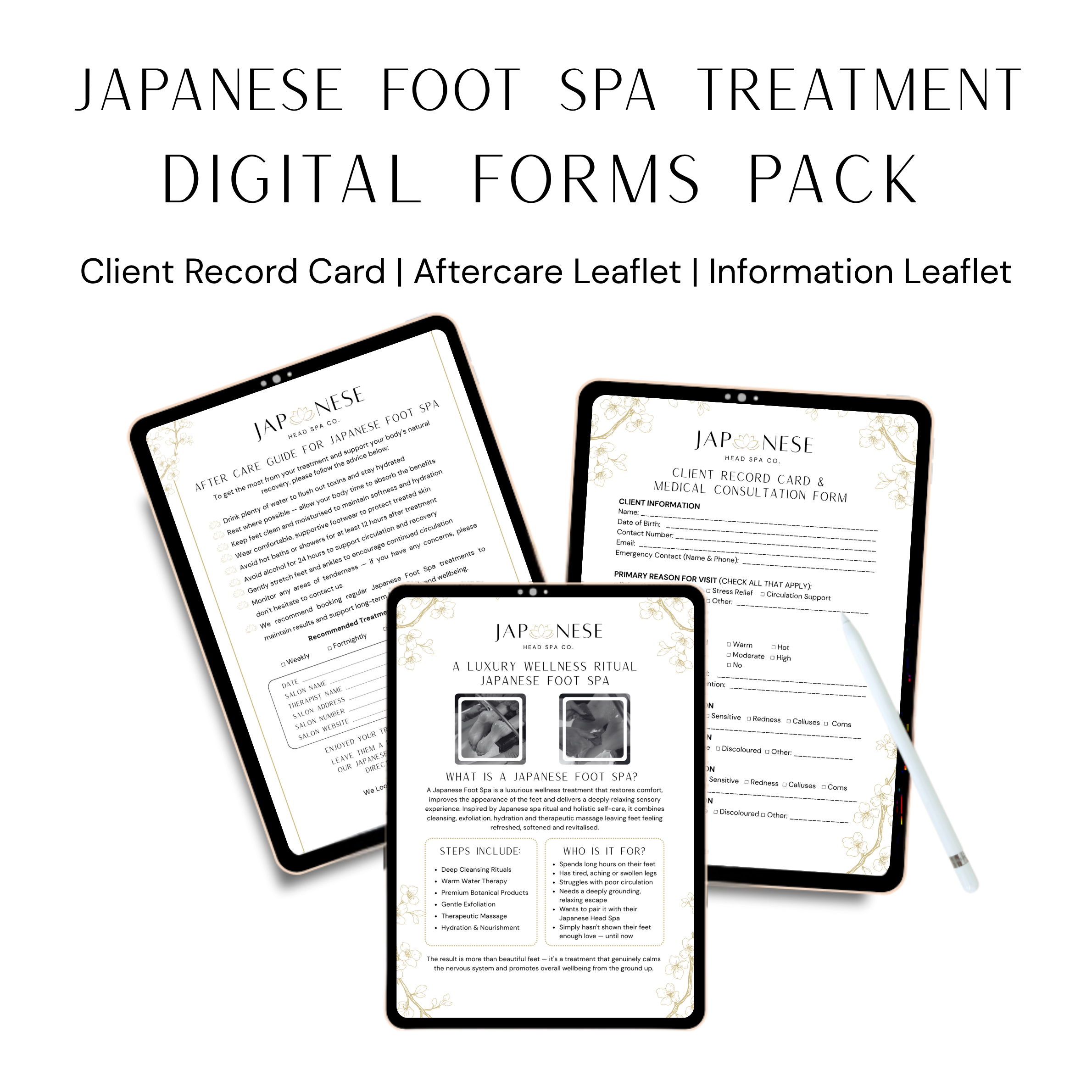 Japanese Foot Spa Treatment Digital Forms Pack