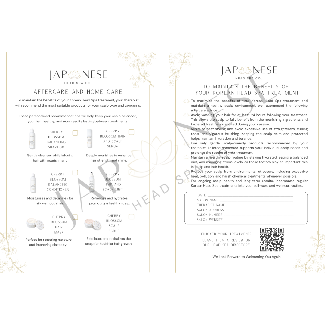 Korean Head Spa Aftercare Leaflet