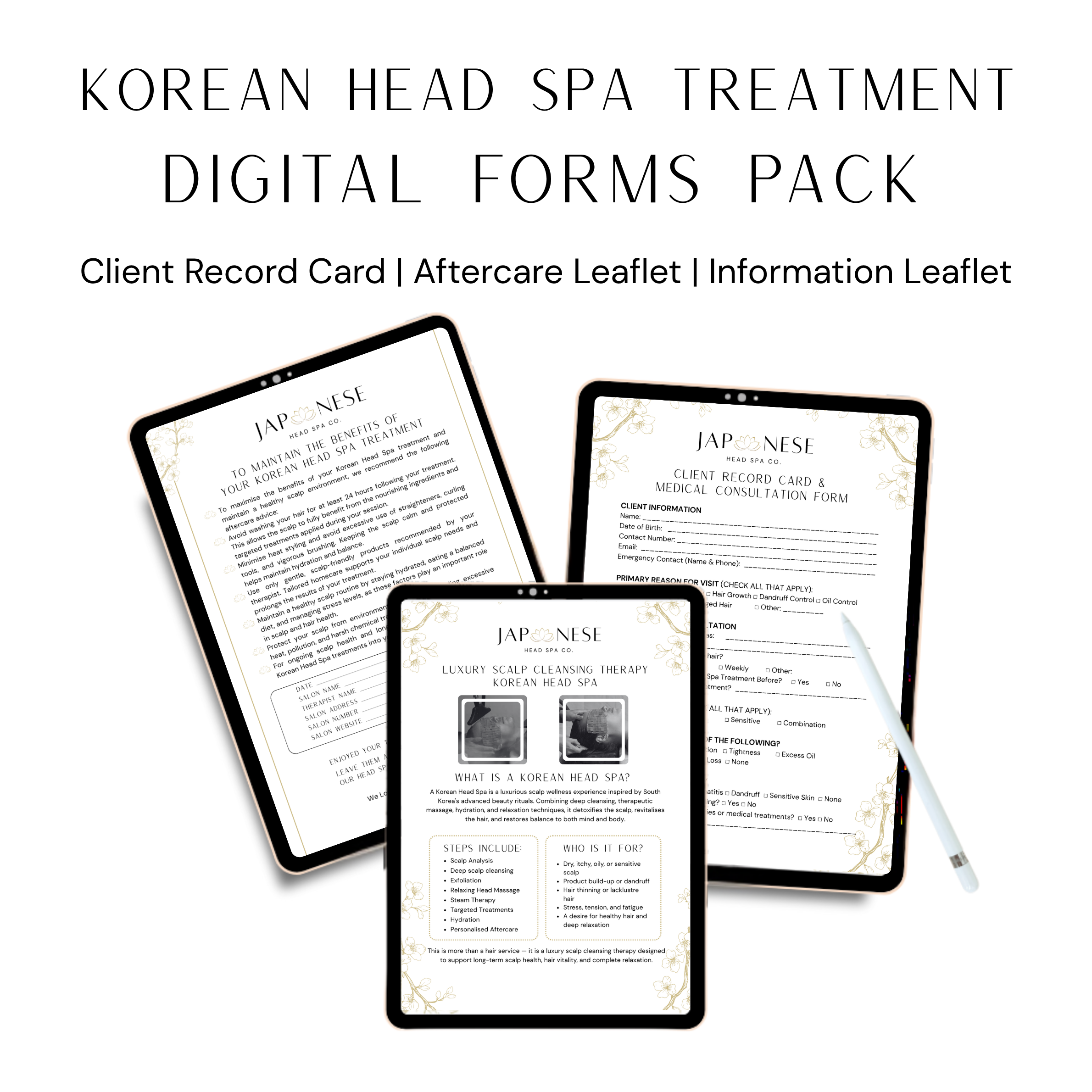 Korean Head Spa Treatment Digital Forms Pack