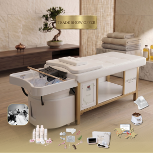 White Full Bed Unit with Gold Frame- Plumbed with Face-To-Face Training | Show Offer