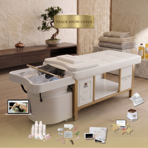 White Full Bed Unit with Gold Frame- Plumbed with Online Training | Show Offer