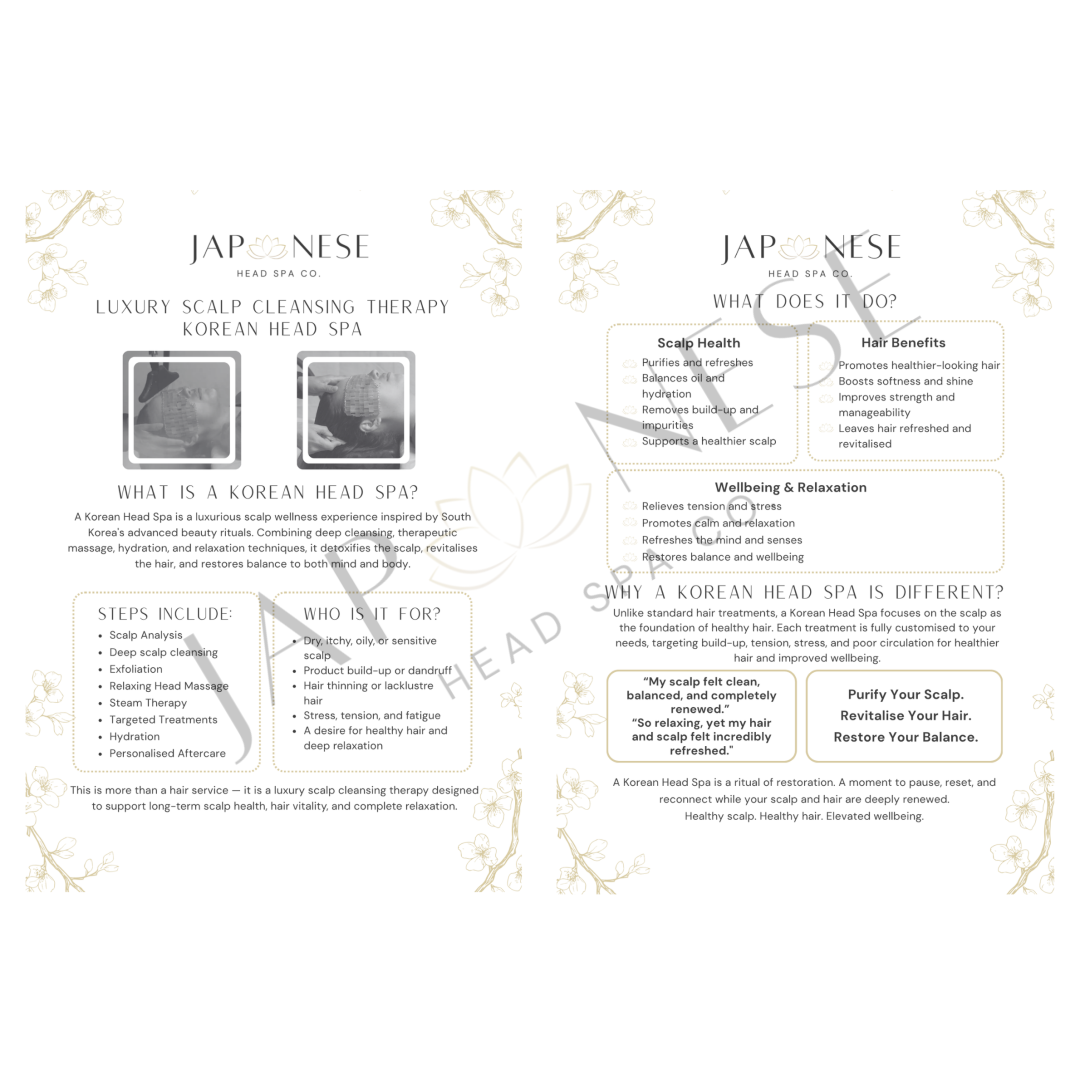 korean head spa information leaflet korean head spa information leaflet