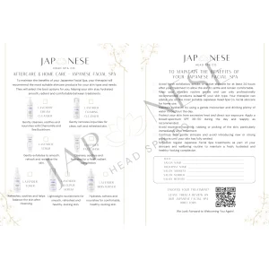 Japanese Facial Spa Aftercare Leaflet Japanese Facial Spa Aftercare Leaflet
