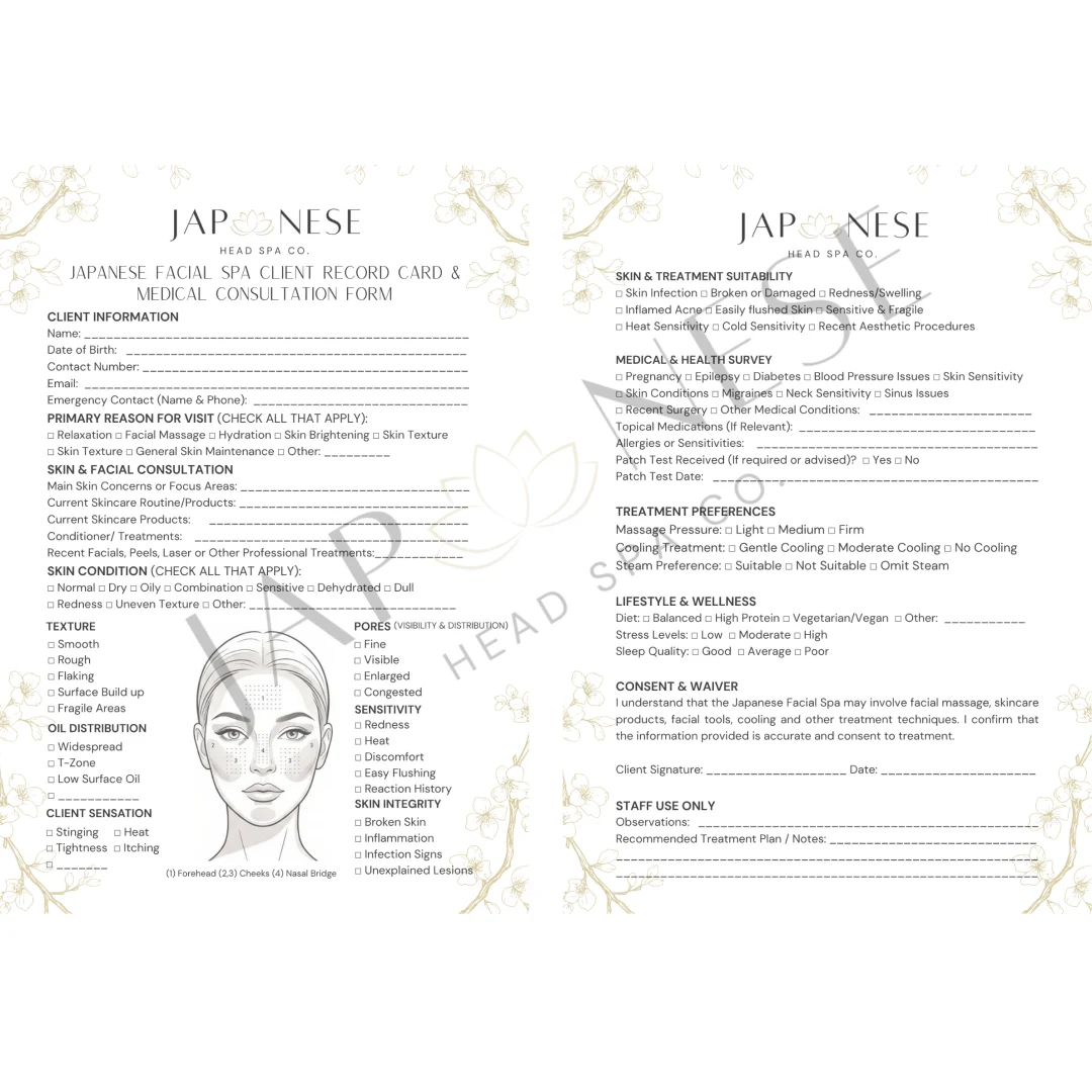 Japanese Facial Spa Client Consultation Form Japanese Facial Spa Client Consultation Form