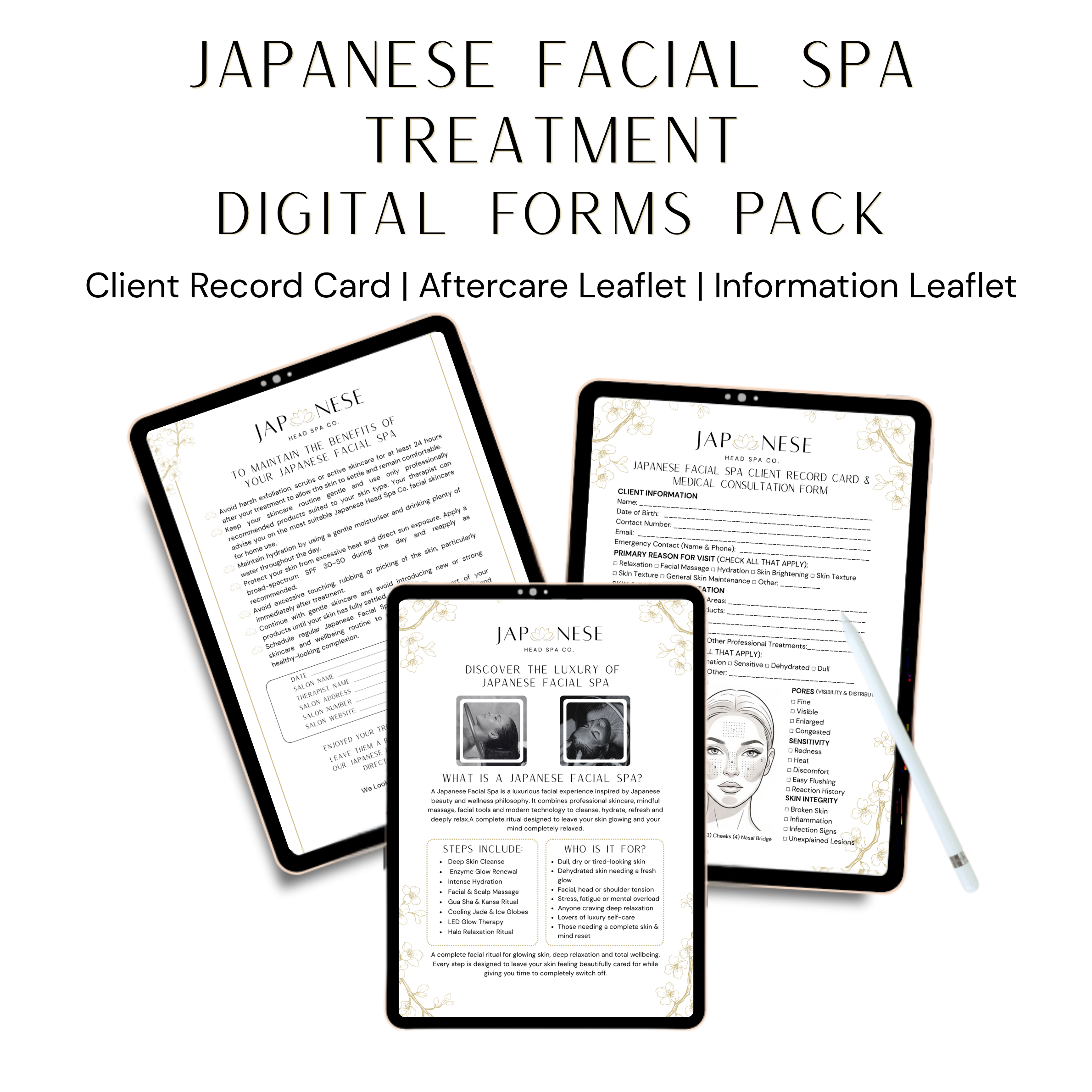 Japanese Facial Spa Treatment Digital Forms Pack