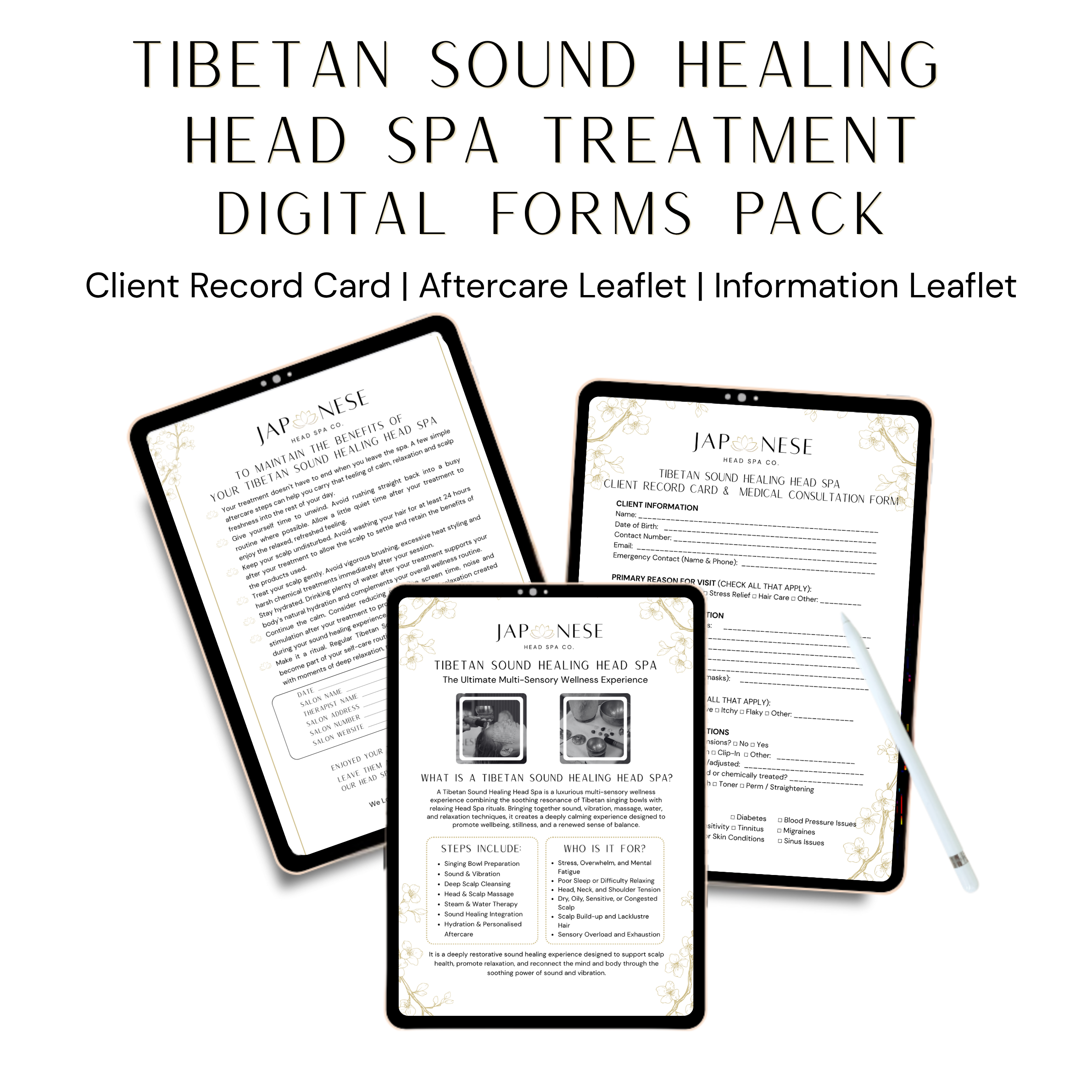 Tibetan Sound Healing Head Spa Treatment Digital Forms Pack