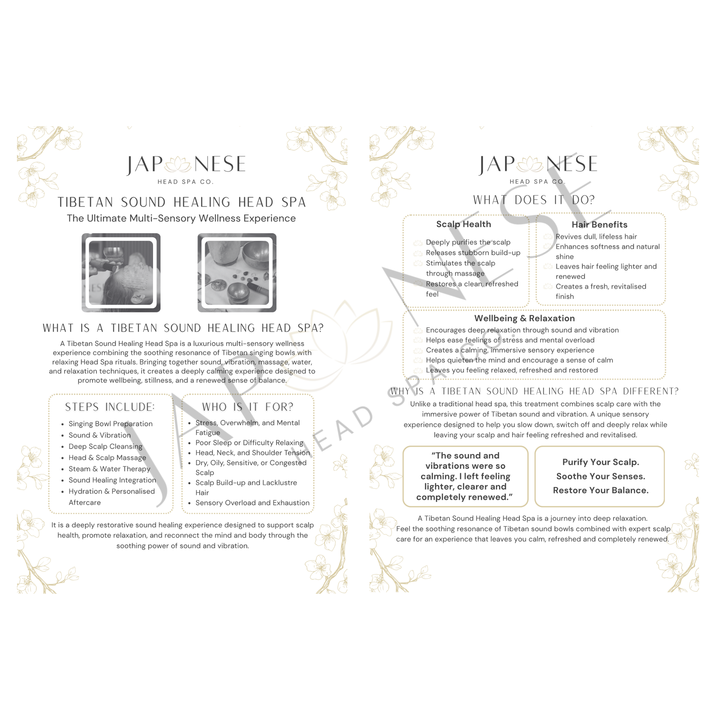 Tibetan Sound Healing Head Spa Information Leaflet – 25 Packs