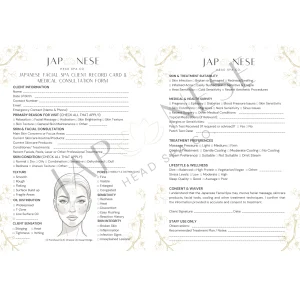 Japanese Facial Spa Client Consultation Form