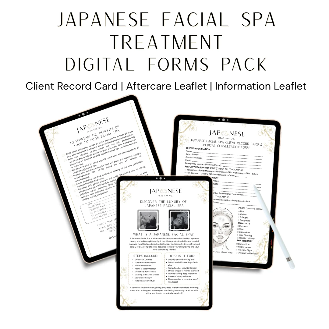 Japanese Facial Spa Treatment Digital Forms Pack