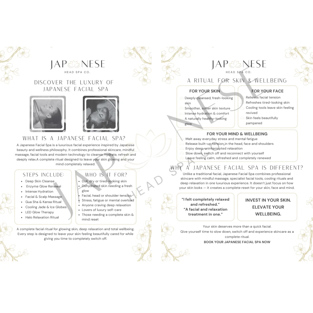 Japanese Facial Spa Information Leaflet