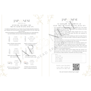 Tibetan Sound Healing Head Spa Aftercare Leaflet – 25 Packs