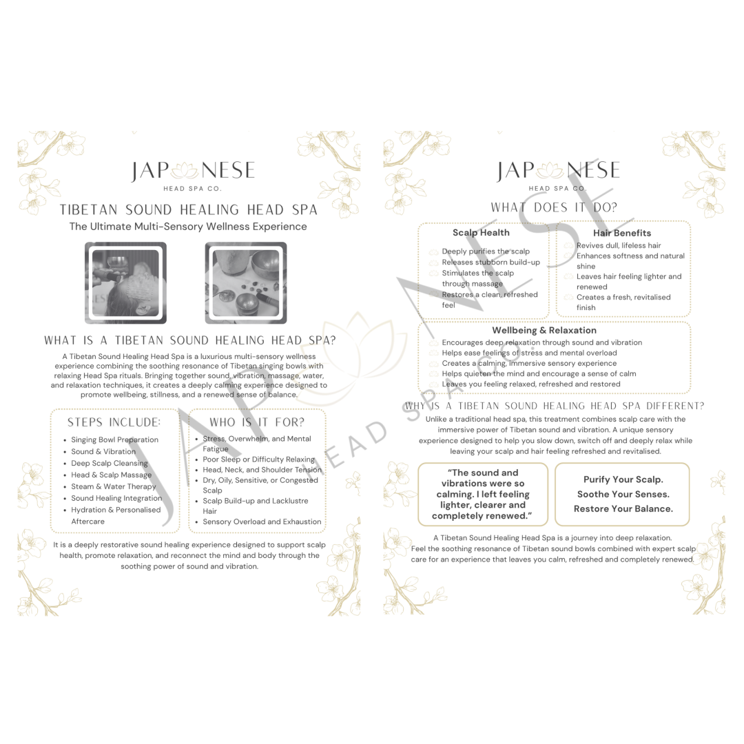Tibetan Sound Healing Head Spa Information Leaflet – 25 Packs Tibetan Sound Healing Head Spa Information Leaflet – 25 Packs