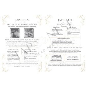 Tibetan Sound Healing Head Spa Information Leaflet – 25 Packs